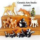 Ceramic Arts Studio Figurines W/ Horse and Colts, Skunk Family, Goat, Turtle and Fox and Goose Salt and Peppers
