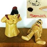 Ceramic Arts Studio Figurines - close up of Comic Couple Sample Salt and Pepper