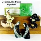 Ceramic Arts Studio Figurines - Blythe and Pensive Dancers, Lorelei on Shell Planter, Sonny Spaniel and Fog in a Pond Convention Tile