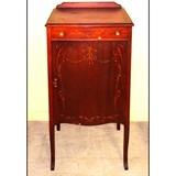 MOP & Satin Wood Nouveau drape inlay music cabinet