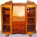Oak Deco Drop front desk with 2 side dispay cabinets