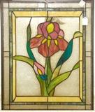 Stained Glass Iris Window Panel