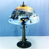 Cabin Scene Reverse Painted Shade Table Lamp