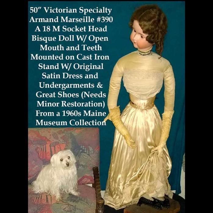 50" Victorian Specialty Armand Marseilles 390 A 18 M Socket Bisque Head Doll