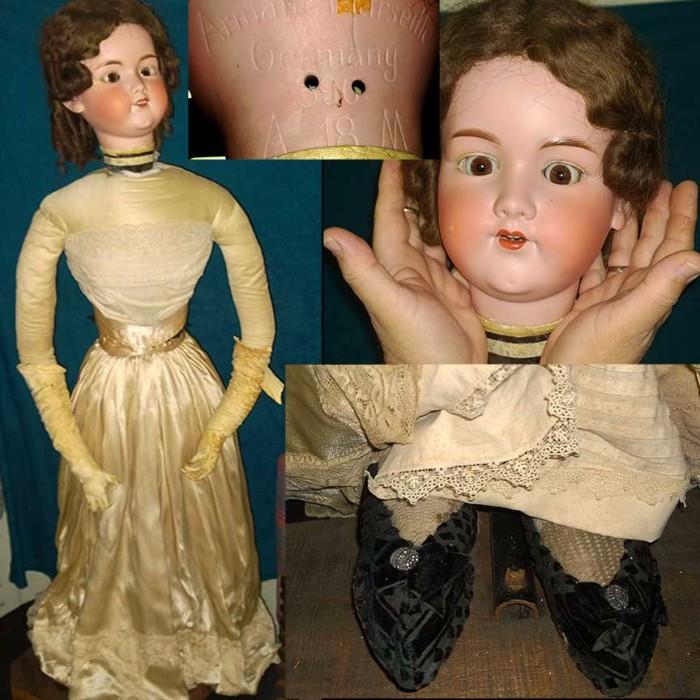 Details of 50" Victorian Specialty Armand Marseilles 390 A 18 M Socket Bisque Head Doll