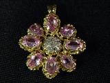 14kt Gold Diamond and Pink Tourmaline Pendant