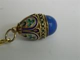 Ornate HAnd 14kt Gold Enameled Lapis Egg Necklace