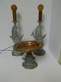1921 Sailboat Lamp and Nautical Bowl and Lamps