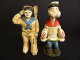 Rare Vintage Popeye and Brown Shoe Sailor Cast Iron Bank 