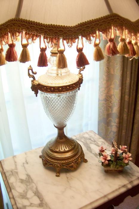 One of a pair of very pretty cut crystal lamps