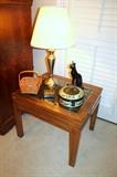 Glass-top showcase end table (also matching coffee and table lamp