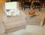 Microfiber armchair and ottoman