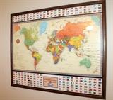 Large map of the world with flags