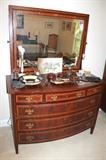 Gorgeous inlaid wood dresser with mirror
