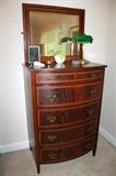 Gorgeous inlaid wood chest-of-drawers with mirror