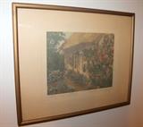 Wallace Nutting "Hollyhock Cottage" print
