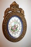 Antique framed porcelain plaque