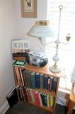 Books and tole lamp (shelf sold)