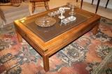 Glass-top showcase coffee table (also matching end table)