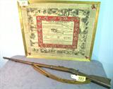 Gun Remington Argentine 1879 R/ Block w/ Extras Rare advertising Scarf (Framed) with information on the 1879 Argentine Rolling Block Rifle contains beautiful drawings and packed with information. Also comes with an original Remington 1879 Argentine Rolling Block Rifle with military sling. Antique and no paperwork needed to purchase.