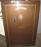Gun Safe Large Fort Knox Brand Large Gun Safe made by Fort Knox. Measures 60" tall x 40" wide and 26.5" deep. Has shelves and racks for long guns. Outside shows some scratches and scuffs. Combo will be provided to winning bidder.