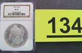 Coin 1897-S Morgan Silver Dollar Certified MS62 Certified and graded by NGC as MS62. A nice white coin with beautiful features.