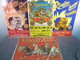Vintage Ringling Bros. & Barnum & Bailey Signs 4 Vintage colorful Ringling Bros. and Barnum & Bailey Circus advertising posters / signs.
"100th Anniversary, The Greatest Show on Earth" at the Forum in Inglewood California & Los Angeles Sports Arena. Largest measures: 23" wide x 17" tall.
