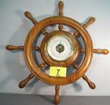Vintage Wooden Schatz Ships Hull Wall Barometer Vintage wooden wall hanging "Compensated Precision Barometer", made by Schatz in Germany. In figural shape of a ship's hull / steering wheel! In great condition, measures 24" diameter.