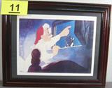 Art Walt Disney's Pinocchio Xerographic Cel Framed Xerographic cel of Geppetto and Figaro looking out the Window. Geppetto and Figaro the darling black and white cat are from Walt Disney's Classic movie "Pinocchio". Xerographic cels are created by transferring animation, publicity, or promotional artwork to acetate cels by a special 6-step process; a refinement pioneered by Walt Disney Studios. Measures 15" width x 12.25" height.