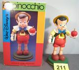 Kurt S. Adler Wooden Walt Disney Pinocchio Nutcracker Figural nutcracker of Walt Disney's marionette boy holding an apple and book. Decorative figure measures: 12.5" tall. Vertical seam under arms has some light paint chipping, but does not appear to be damaged or repaired. Includes original box!
