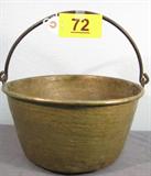 Vintage Copper Handled Cook Stove / Campfire Pot Vintage copper, hand hammered cook stove or campfire handled pot. Shows some wear from age, overall great condition. Measures 7" tall, with 13" diameter.