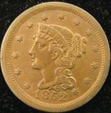 Coin 1852 Large Cent Choice Condition A beautiful United States Large Cent graded as Choice. Retains some original mint lustre. No sales tax on coins, bullion or currency.