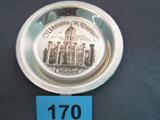 Vintage Sterling Silver U of Missouri Etched Plate Beautiful solid Sterling Silver commemorative plate with the University of Missouri Columbia etched design, issued by the University of Missouri Alumni Association. Limited Edition No. 130, dated 1977 on back. Measures 8" diameter.
Total Weight: 174.0 grams / 5.595 ozt