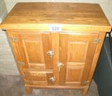 Furniture Antique Wooden Ice Chest / Refrigerator Vintage oak refrigerator / ice box with metal lined interior, has partial instructions sticker on inside of left door. Unknown maker, in good condition for age. Has usual signs of surface wear, measures 40.75" height x 33.25" length x 18" width.
