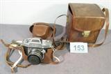 Vintage "Exa II" 35 Exp Ihagee Camera w/ Case Model "Exa II" 35 exposure film camera with Serial No. 227682, made by Ihagee in Dresden Germany in the early 1960s. Lens on camera is Meyer-Optik Gorlitz f 2.8 / 50 mm "Domiplan", everything appears to be in excellent condition. Includes brown leather and plastic camera protector with carrying strap, also comes with squared brown carrying case.