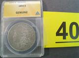 Coin Extremely Rare 1894 Morgan Silver Dollar Extremely Rare 1894 Morgan Silver Collar Certified by ANACS as Original. Coin shows good details.