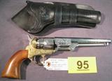 ASM 1851 .44 Caliber Black Powder Revolver Gun ASM 1851 .44 Caliber Cap & Ball Black Powder Revolver. Superior engraved brass receiver, engraved chrome / nickel barrel. One piece wood grips. Complete with period correct "cross draw" leather double loop holster. Reproduction Colt 1851 rated at 99%. Gun # NONE ASM 1851 .44 Caliber Cap & Ball Revolver and holster. (No paperwork required-black powder revolver.)