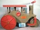 Vintage Keystone "Ride 'Em" Steam Roller Toy Vintage 1920'S Keystone "Ride 'Em" steam roller tin and wooden toy. Steam roller has the original decal and is very legible. Toy is in excellent condition for age! Just a few small paint chips.
Measures: 14" tall x 20.5" long.
