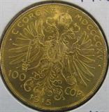 1915 Austria 100 Corona Gold An Uncirculated 1915 100 Corona Austria Gold Coin. .900 Gold. No sales tax on coins, bullion or currency.