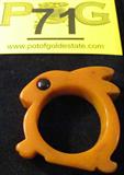 Vintage Bakelite Napkin Ring Rabbit Green Eyes
A vintage bakelite napkin ring shaped like an adorable little bunny rabbit. Caramel color with green eyes. Measures approximately 2" x 2"