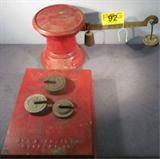 Vintage Howe Scale Co. Model 5408 Platform Scale
A vintage cast iron platform scale, model 5408 manufactured by the Howe Scale Co., Rutland, Vermont. Scale was patented in August 1878. Shows signs of wear from age and use. Measures approximately 9" tall, 24" long and 22" wide.