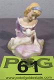 Royal Doulton Figurine "Mary Had A Little Lamb"
A darling Royal Doulton bone china figurine, Mary Had A Little Lamb. Stamped with the Royal Doulton hallmark, HN 2048, Copr 1948, Doulton & Co Limited. There are no chips, cracks or crazing on this piece. Measures 3.25" tall.