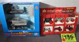 Farm Toy Lot of 2 ERTL Historical Tractor Sets MIB
Lot of 2 awesome die cast model / replica ERTL farm sets:
- ERTL "International Harvester Historical Toy Tractor Set" has 6 authentically scaled die cast tractors of various make and models including: "1910 Type 'A' Two Speed Tractor", "1915 Titan 10-20 h.p. Tractor", "1921 McCormick - Deering 10-20 h.p. Tractor", "1924 McCormick - Deering Farmall", "1939 Farmall H Tractor", & "1975 I.H.1086 Tractor". Items are in mint condition in original box, box shows some signs of age / wear.
- ERTL die cast "Farm Machines Replica Deutz - Allis R50 Gleaner Combine", which includes interchangeable corn and grain heads, durable die cast construction, rotating grain wheel, and moveable grain spout. Item is in its original box in mint condition, box shows very little signs of wear & tear.
All items in this lot were previously displayed in a non smoking pet free home.