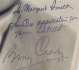 Bing Crosby Autographed Black & White Photo JSA
An authentic Bing Crosby signature on a black and white photograph of the actor that is dated 1934. A notarized Letter of Authenticity from James Spence Authentication, LLC, certifies that the signature is genuine. The item has been assigned a unique serial number, X35425, which can be confirmed at any time at www.SpenceLOA.com.
From the internet: " Harry Lillis "Bing" Crosby (May 3, 1903 – October 14, 1977) was an American singer and actor. Bing Crosby's mellow voice still makes America dream of a White Christmas. His crooning career spanned radio, movies, and television."