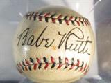 Babe Ruth Autographed Baseball AAU Authenticated
An authentic hand signed Babe Ruth baseball. This official Spalding National League baseball is presented in a UV protected clear acrylic ball holder. Signature is certified by Authentic Autographs Unlimited, Serial # A15129. The Certificate of Authenticity is signed by Drew V. Max, a Court Qualified and Board Certified Forensic Document Examiner and handwriting expert who specializes in celebrities, sports, and antiquities. You may have seen Mr. Max on the reality television show "Pawn Stars".
George Herman Ruth, Jr. (February 6, 1895 – August 16, 1948), best known as "Babe" Ruth and nicknamed "the Bambino" and "the Sultan of Swat", was an American Major League baseball player from 1914–1935. Ruth originally broke into the major leagues with the Boston Red Sox as a starting pitcher, but after he was sold to the New York Yankees in 1919, he converted to a full-time right fielder and subsequently became one of the league's most prolific