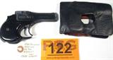 Gun High Standard Derringer in 22 Mag - Used
High Standard Derringer in 22 Magnum Single Action Pistol. Includes unique leather pocket holster. Condition grades at 90% due to a couple of light surface rust spots on barrel. Used.
Tag Word: Gun
#C2133 High Standard Derringer in 22 Magnum Serial Number D24159 Single Action Pistol