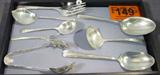 Sterling Silver Towle "Candlelight" Serving Items
Stunning sterling silver "Candlelight' flatware serving pieces made by Towle, pieces included:
- 1 Large serving spoon, measures: 8" long.
- 1 Ladle, measures: 7" long.
- 1 Sugar shell spoon, measures: 5.75" long.
- 1 Large serving spoon, measures: 8.5" long.
- 1 Jelly serving spoon, measures: 6.5" long.
- Large pierced tongs, measure: 6" long.
- 1 Large serving fork, measures: 7.75" long.
- 1 Lemon fork, measures: 5.25" long.
Total weight: 13.30 ozt.
To complete your set see lot# 30, 85, 149, 190, 260, and 385.
Tag word: Sterl925