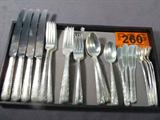 Sterling Silver Towle "Candlelight" Flatware
Stunning sterling silver "Candlelight' flatware set made by Towle, set includes:
- 4 Dinner knives with stainless steel blades, measure: 9.5" long.
- 4 Dinner forks, measure: 8" long.
- 4 Forks, measure: 7.25" long.
- 4 Salad / dessert forks, measure: 6.5" long.
- 4 Large spoons, measure: 6.75" long.
- 4 Teaspoons, measure: 6" long.
- 4 Butter spreaders, measure: 5.75" long
- 4 Cocktail forks, measure: 5.75" long.
Total weight (with knives): 41.59 ozt.
Knives separately weigh: 9.36 ozt.
To complete your set see lot# 30, 85, 149, 190, 260, and 385.
Tag word: Sterl925