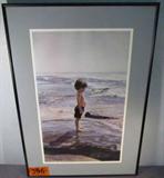 Art Boy On Beach Steve Hanks Signed Print
A beautiful signed and numbered, 155/500, print by artist Steve Hanks. The print features a young boy standing at waters edge on a beach. Professionally matted and framed. Measures 26" x 18".
From the internet: "Steve Hanks' paintings are much more than endearing images of women and children. Rather than conveying a specific message through his paintings, Hanks prefers to explore memories and emotions. "My paintings speak to the vulnerability that we all feel from time to time. They evoke nostalgia, transporting us back in time," Hanks says. "All art is an escape to somewhere you want to be or a feeling you want to have. People see different things in my paintings because we all have different backgrounds and feelings." Art jurors began recognizing the quality of his work in 1973. Steve Hanks won the Arts for the Parks Marine Art Award of Excellence in 1990 and 1994, and has been one of the Arts for the Parks top 100 artists since 1989. In 1991