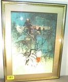 Art Framed Lithograph "Fantasy" by Le Ba Dang
A matted and framed modern abstract print signed by artist Le Ba Dang. Paper label on back is a copy of a Certificate of Authenticity from Collier Art Corporation of Los Angeles. Handwritten on this copy is the following information "Le Ba Dang, Litho, signed and numbered, Fantasy". The signature on the certificate is not original.
Artwork measures 38" x 29" including the frame.
ZB4522
From the internet: "artist Lebadang was born in Vietnam and emigrated to France in 1939 to study at the Ecole des Beaux-Arts in Toulouse. He had his first one-man show in Paris in 1950 and over the next thirty years gained prominence throughout France and Germany. He came to the attention of Americans in 1966 when the Cincinnati Art Museum hosted the first one-man exhibition of his paintings in the United States. In his work Lebadang fuses the cultural interests of the Orient and Europe, creating graceful imagery in infinite variations of line, shape, and col